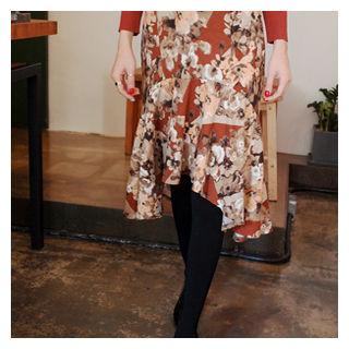 Floral Print Dip-back Skirt