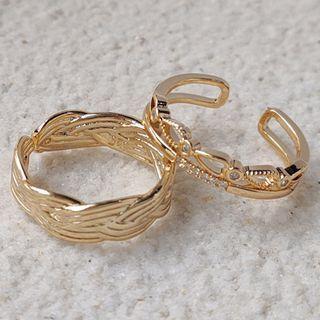 Rhinestone 14k Gold Open Ring
