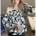 Floral Flowy Top Black & White - One Size