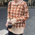 Houndstooth Sweater As Shown In Figure - One Size
