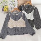 Floral Print Blouse / Crochet Camisole Top