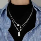 Tag Pendant Layered Sterling Silver Necklace