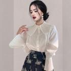 Bell-sleeve Pleated Collar Blouse