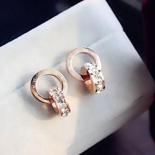 Rhinestone Hoop Studs