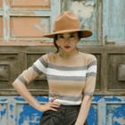 Elbow-sleeve Color-block Knit Top