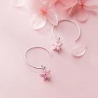 925 Sterling Silver Rhinestone Flower Drop Earring 1 Pair - One Size