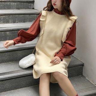 Sleeveless Sweater Dress / Plain Shirt
