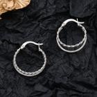 Layered Sterling Silver Hoop Earring 1 Pair - Silver - One Size
