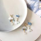Cloud Faux Pearl Asymmetrical Dangle Earring
