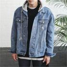 Detachable-hood Boxy-fit Denim Jacket