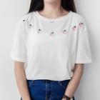 Peach Embroidered Short Sleeve T-shirt