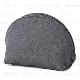 Muji - Polyester Round Pouch With Wide Opening (gray) 1 Pc