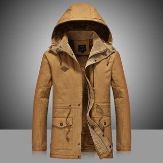 Plain Fleece-lined Hooded Coat