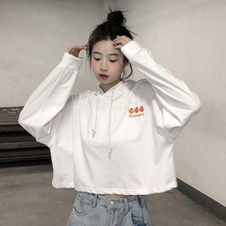 Orange Embroidered Hoodie
