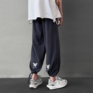 Cropped Butterfly Print Harem Pants