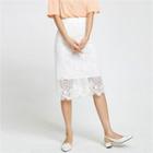 Laced-hem H-line Midi Skirt
