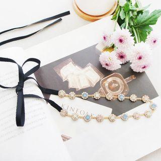 Rhinestone Disc Headband 01# - Light Pink - One Size