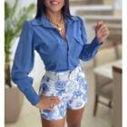 Set: Cropped Shirt + Shorts + Belt