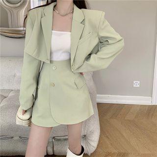 Plain Cropped Blazer / Plain Mini Skirt
