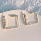 Rhinestone Open Square Alloy Dangle Earring 1 Pair - Gold - One Size