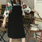 Elbow-sleeve Floral Print Shirt / Midi Jumper Dress
