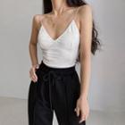 Deep V-neck Plain Camisole Top In 6 Colors