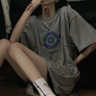 Short Sleeve Eye Print Loose T-shirt