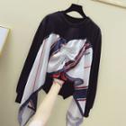 Scarf Panel Round-neck Sweatshirt