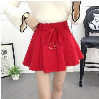 Hoop-accent Mini Flare Skirt