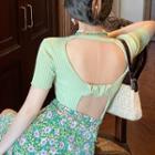 Short-sleeve Backless Knit Top