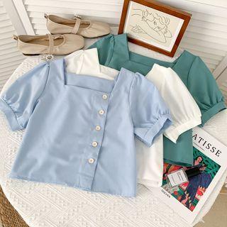 Details Square-neck Crop Shirt