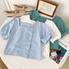 Details Square-neck Crop Shirt
