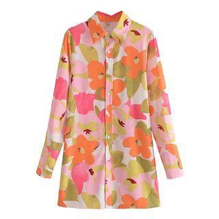 Flower Print Mini Shirtdress