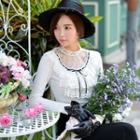 Bow-accent Lace-panel Blouse