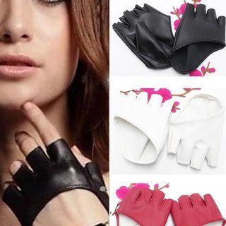 Faux Leather Fingerless Gloves