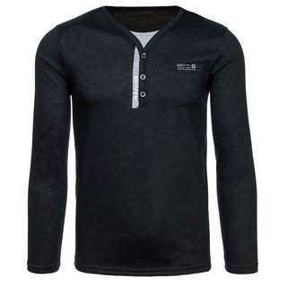 Lettering Long Sleeve Henley T-shirt