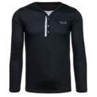 Lettering Long Sleeve Henley T-shirt