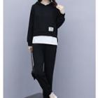 Set: Mock Two-piece Hoodie + Cropped Harem Pants