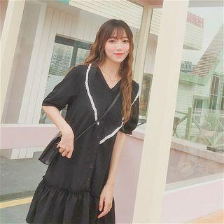 Lace Ruffle Loose-fit Short-sleeve Dress