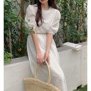 Short-sleeve Plain Cut-out Dress
