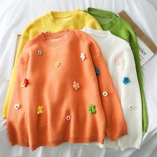 Flower-accent Knit Sweater