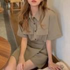 Short-sleeve Cargo Style Shirt / Asymmetrical A-line Semi Skort