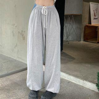 Plain Denim Panel Sweatpants