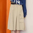 Pocket Detail Midi A-line Skirt Almond - One Size