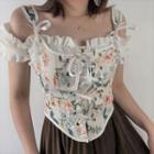 Floral Print Lace-up Corset