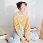 Striped Long-sleeve T-shirt Stripes - Yellow & White - One Size