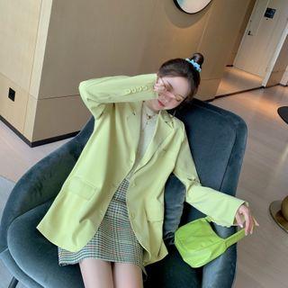 Plain Oversize Blazer / Plaid Straight-fit Skirt / Sweater