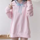 Cold Shoulder Hoodie Pink - One Size