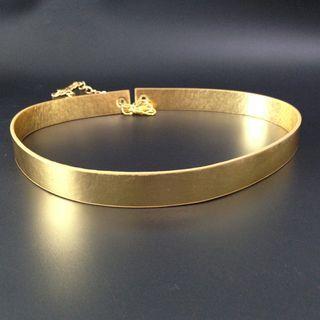 Chain Accent Faux Leather Belt Gold - One Size
