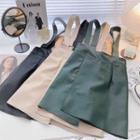 Faux Leather Plain Overall Dress